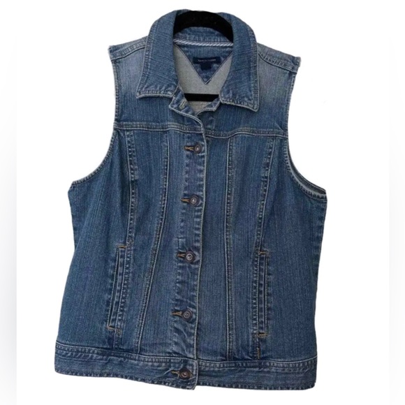 Tommy Hilfiger Medium Wash Button Down Denim Vest